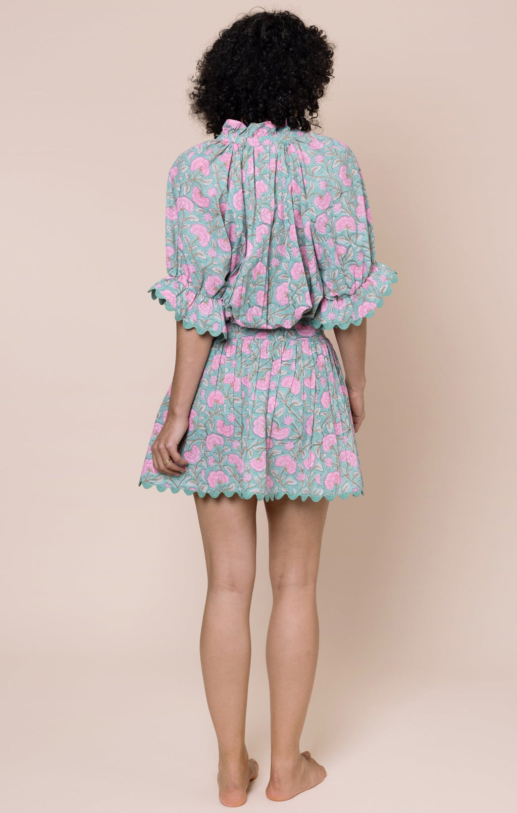 Cactus Ginkgo Block Print Blouson Dress
