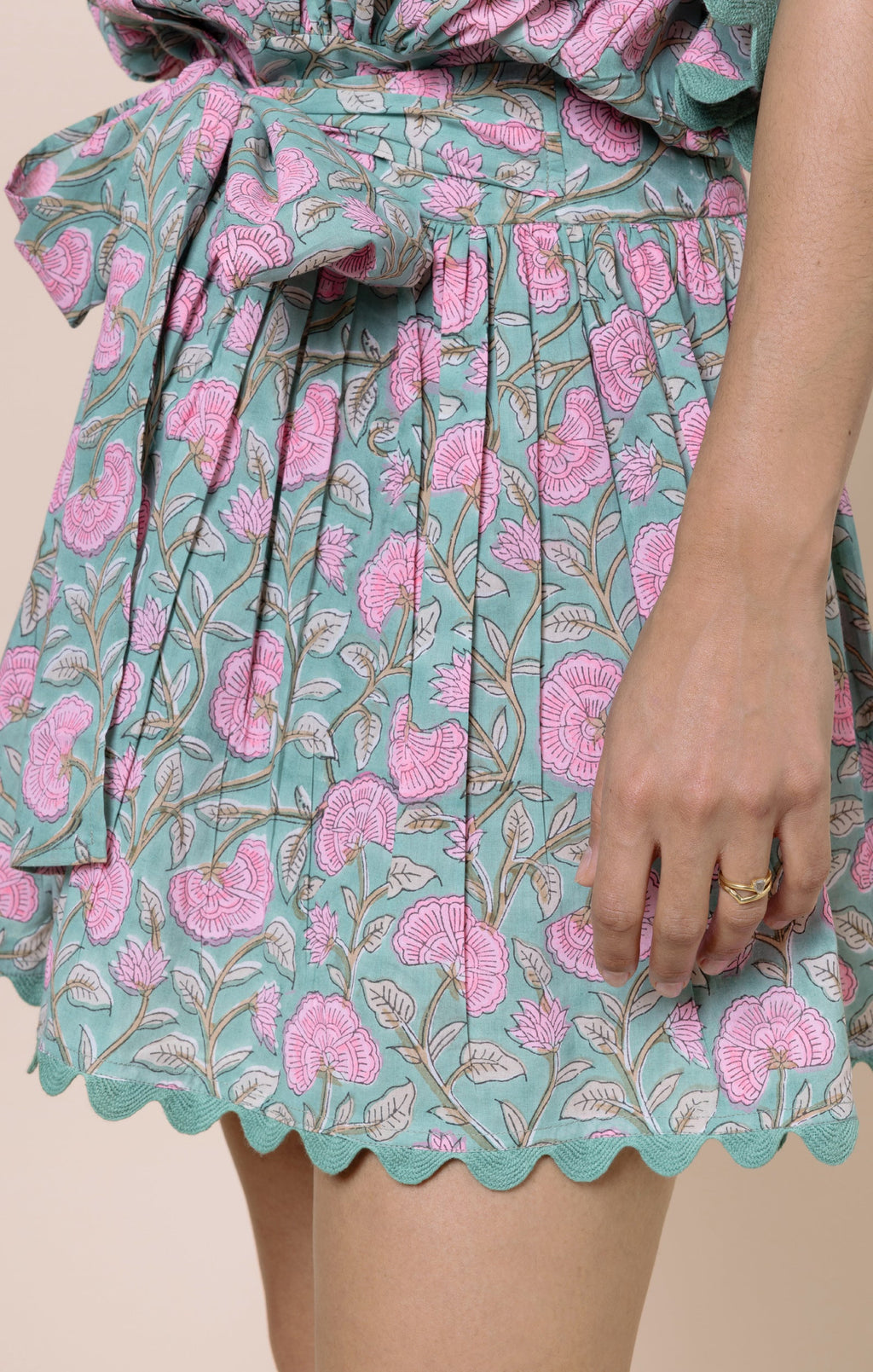 Cactus Ginkgo Block Print Blouson Dress