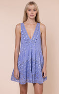 Hydrangea Mosaic Print V-Back Mini Dress