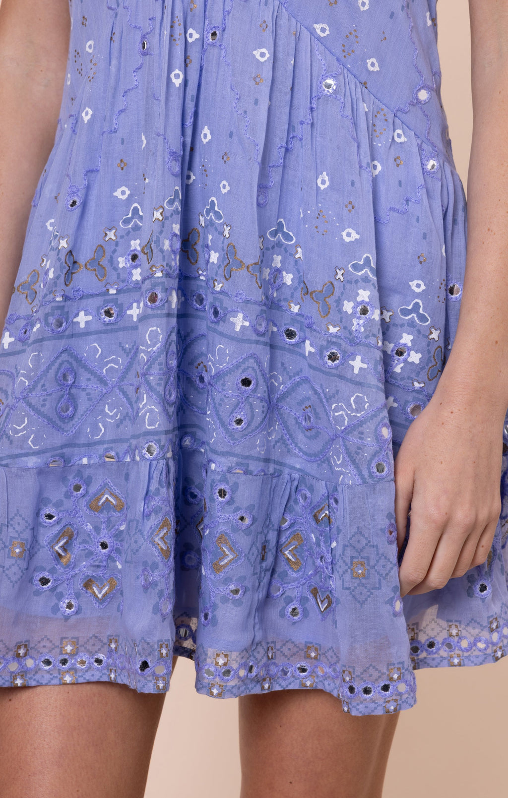 Hydrangea Mosaic Print V-Back Mini Dress