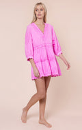 Hibiscus Loose Mini Dress in Poplin with Ric Rac Embroidery