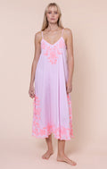 Petal Pink Slip Dress with Butterfly Embroidery