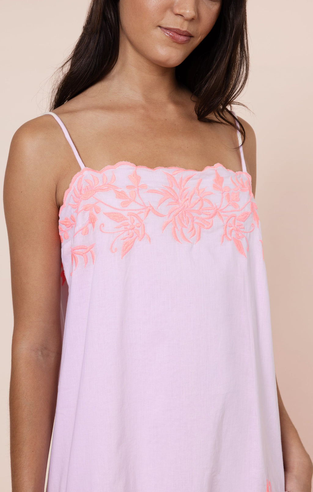 Petal Pink Mini Dress with Back Ties and Butterfly Embroidery