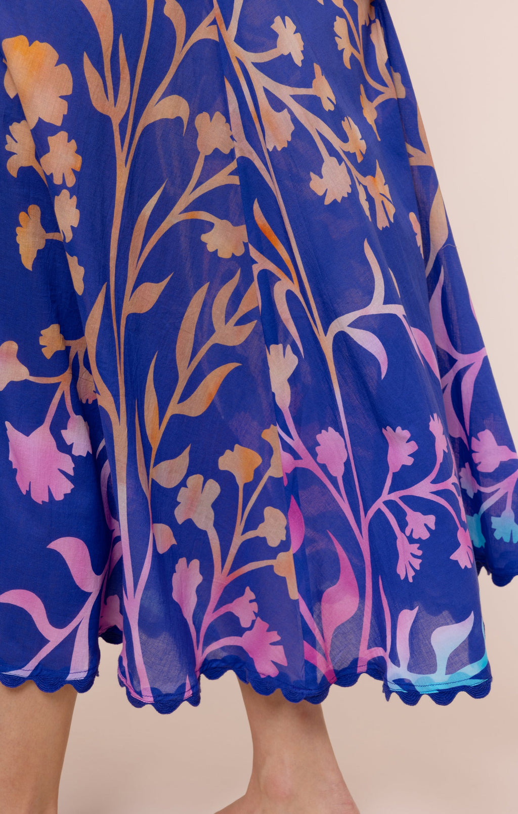 Blue Floaty Dress with Majorelle Tie Dye Print