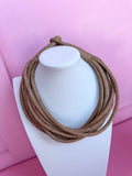Multi Strand Slub Rope Necklace - Caramel