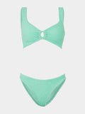 Julia Bikini With Pearly Hoop - Metallic Mint
