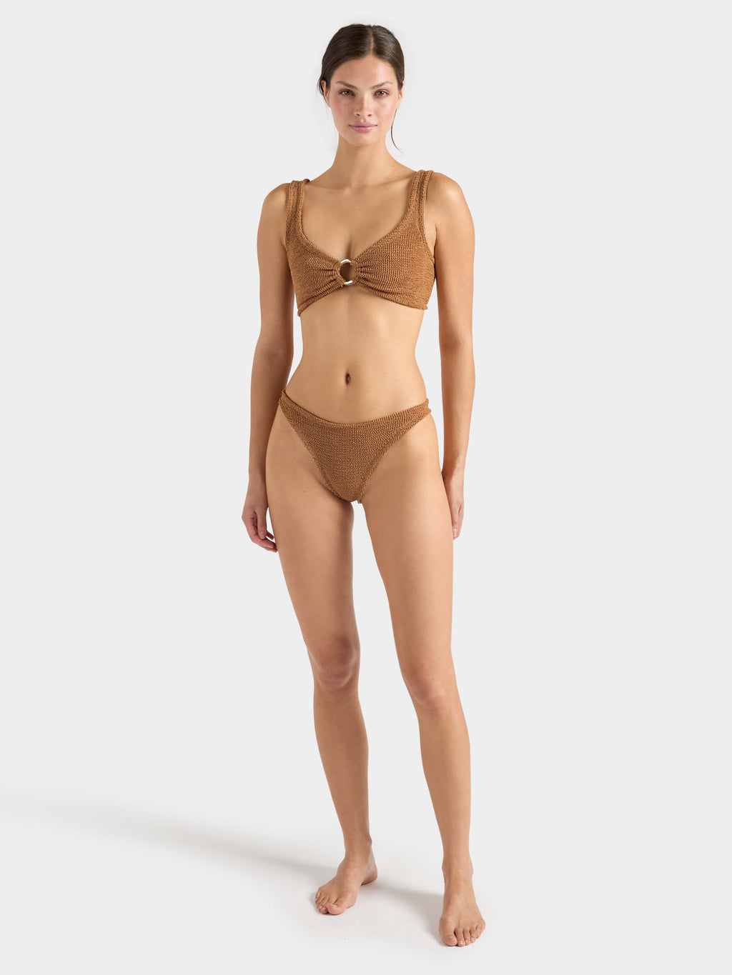 Julia With Gold Hoop Bikini - Metallic Cocoa