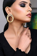 Matte Gold Finish Kundan Polki Handcrafted Dangler Earrings
