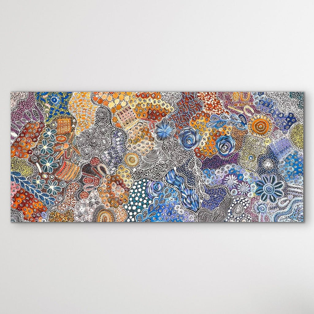 "My Country" original Aboriginal painting by Katrina Bird, 197cm x 93cm - authentic Indigenous Australian artwork