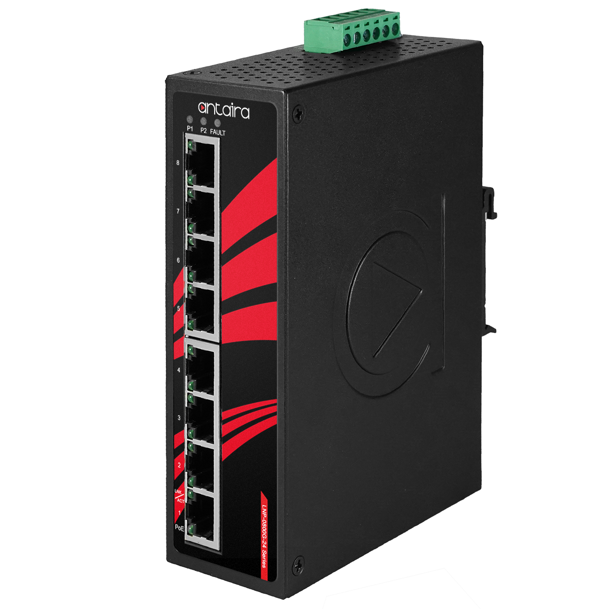 8-Port Industrial Gigabit PoE+ Unmanaged Ethernet Switch w/4*10/100/1000Tx (30W/Port) + 1*10/100/1000Tx, 9~55VDC