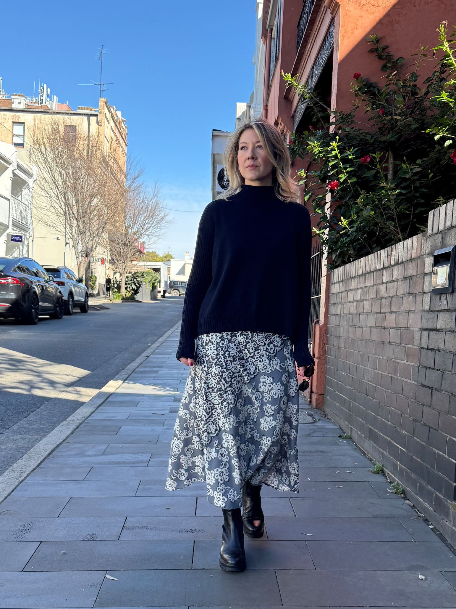 Luna Gallery Superfine Merino Wool Long Knitted Jumper - Navy