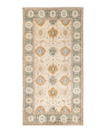 Contemporary Eclectic Ivory Wool Area Rug 5' 2" x 9' 10" - Solo Rugs