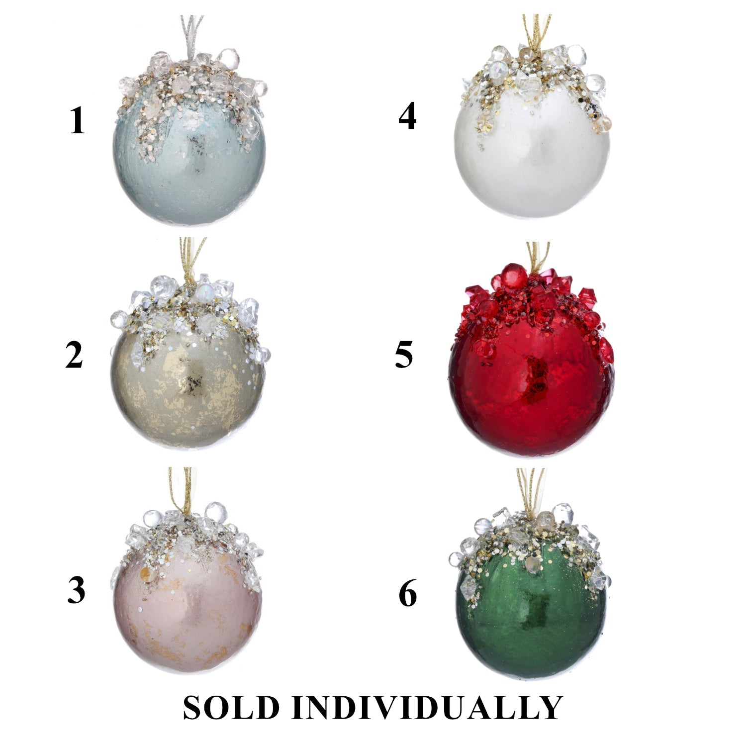 4" Heavy Jeweled Ball Ornament (6 colors - sold individually)