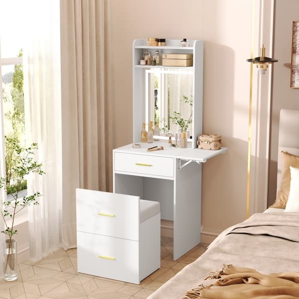 Modern Dressing Table with Mirror and Light for Small Space - Bed Bath &  Beyond