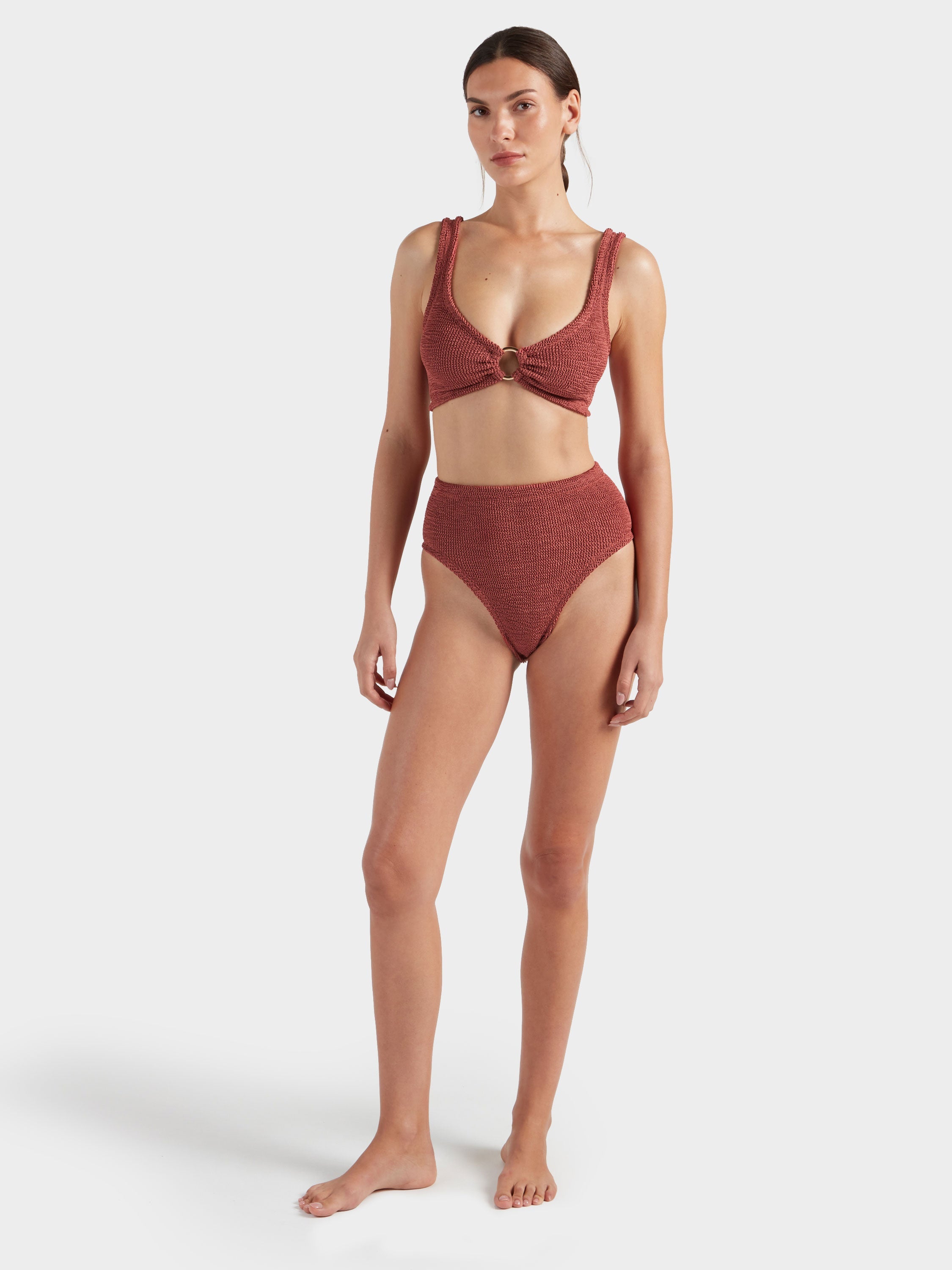 Nadine With Gold Hoop Bikini - Metallic Rosewood