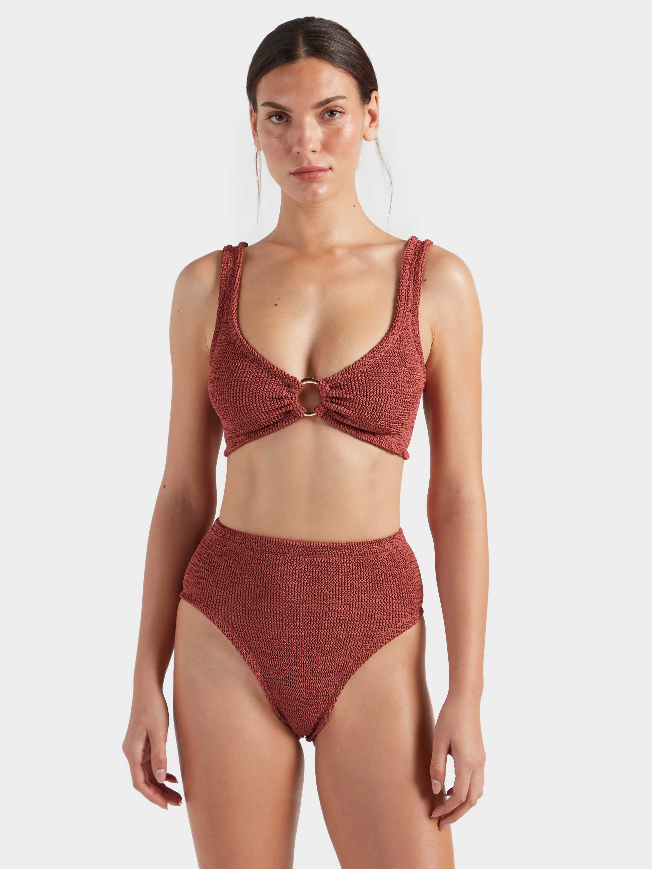 Nadine With Gold Hoop Bikini - Metallic Rosewood