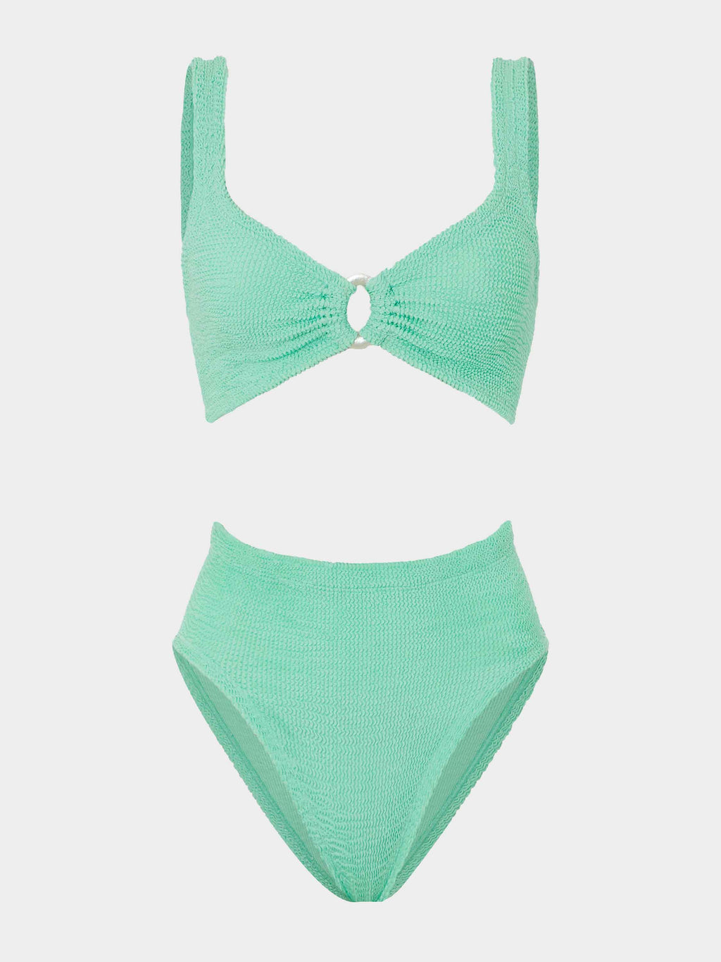 Nadine Bikini With Pearly Hoop - Metallic Mint