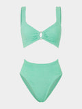 Nadine Bikini With Pearly Hoop - Metallic Mint