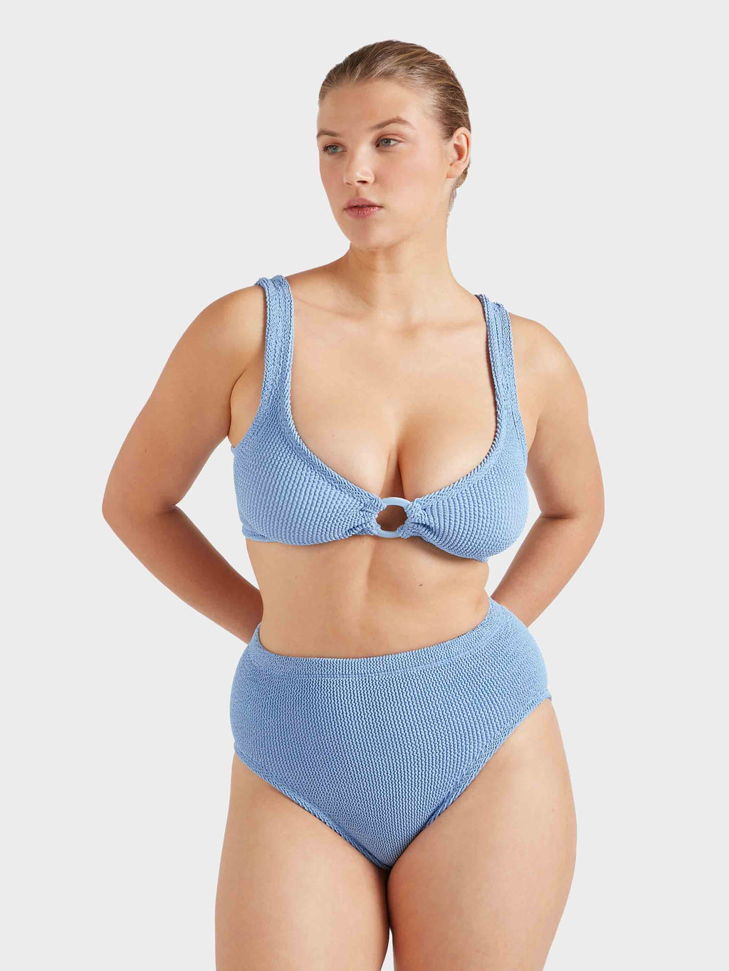Nadine Bikini With Tonal Hoops - Cornflower