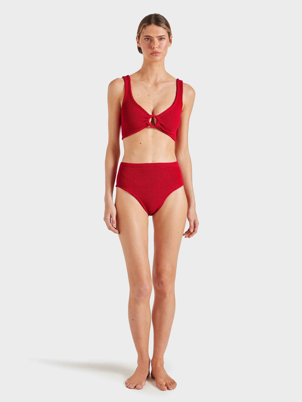 Nadine Bikini With Tonal Hoops - Red