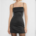 Sunday Best/Aritzia black satin mini dress. In like