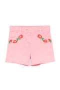 Shorts per bambina Stella McCartney Kids rosa con ricamo a fiori TY6C69 Z0156 509 STELLA McCARTNEY KIDS