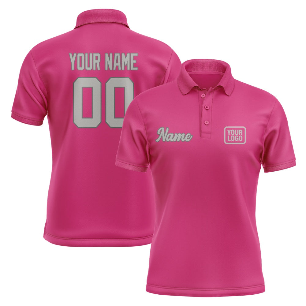 Custom Pink Gray Short-Sleeve Polo Shirt