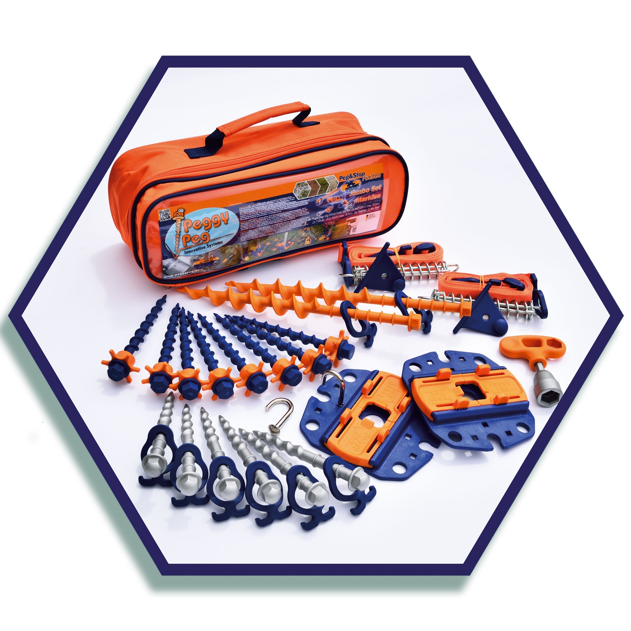 Jumbo Set Markise • Set inkl. XL-Tasche (PP31) • Top Ausstattung für Thule Omnistor, Dometic & Fiamma Markisen (Obelink Füße passen nicht!)