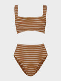 Patricia Bikini - Metallic Cocoa/White Stripe