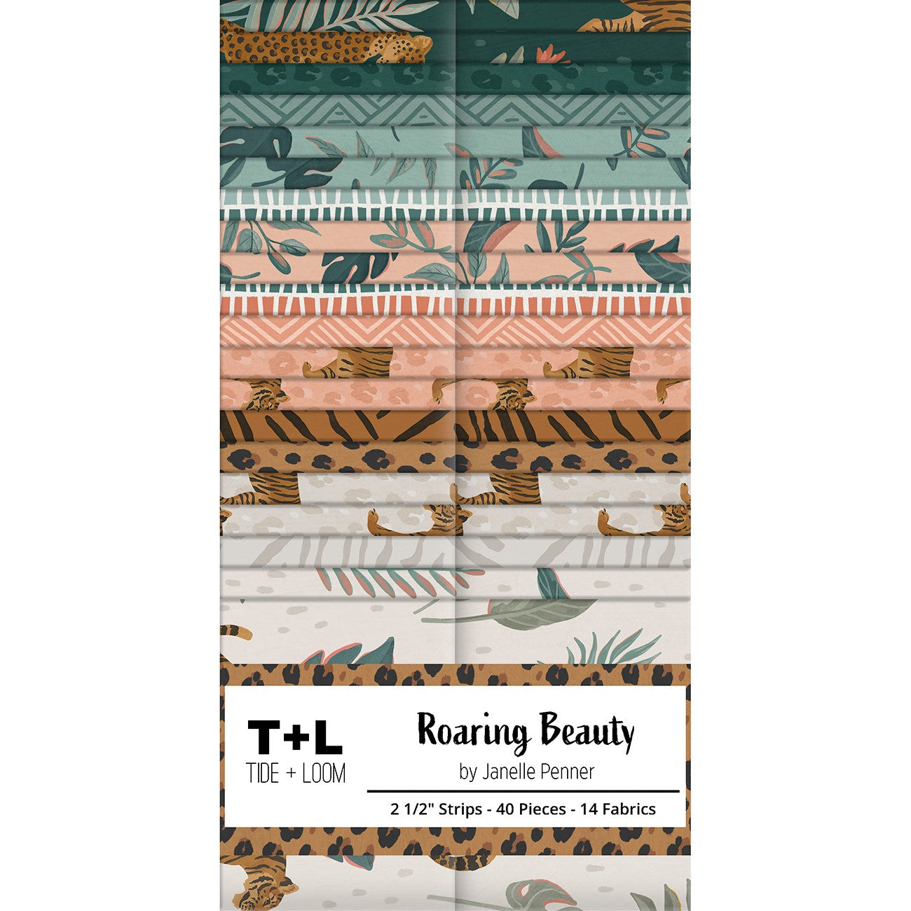2.5in Strips, Roaring Beauty, 40pcs, 2-4 Pieces of Each Print