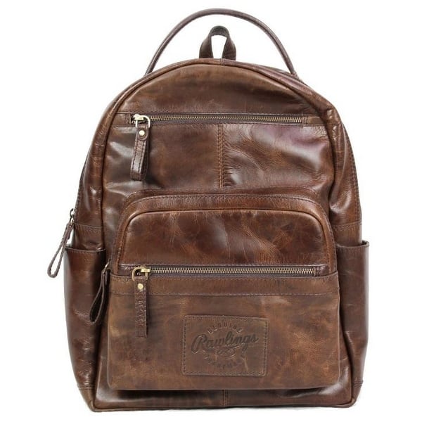Rawlings Heritage Medium Genuine Leather Backpack Baseball Laptop Sleeve  Brown - 15"H x 15"W x 5"D - Bed Bath & Beyond