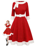 Red 1950s Solid Plush Christmas Dress: timeless style reimagined