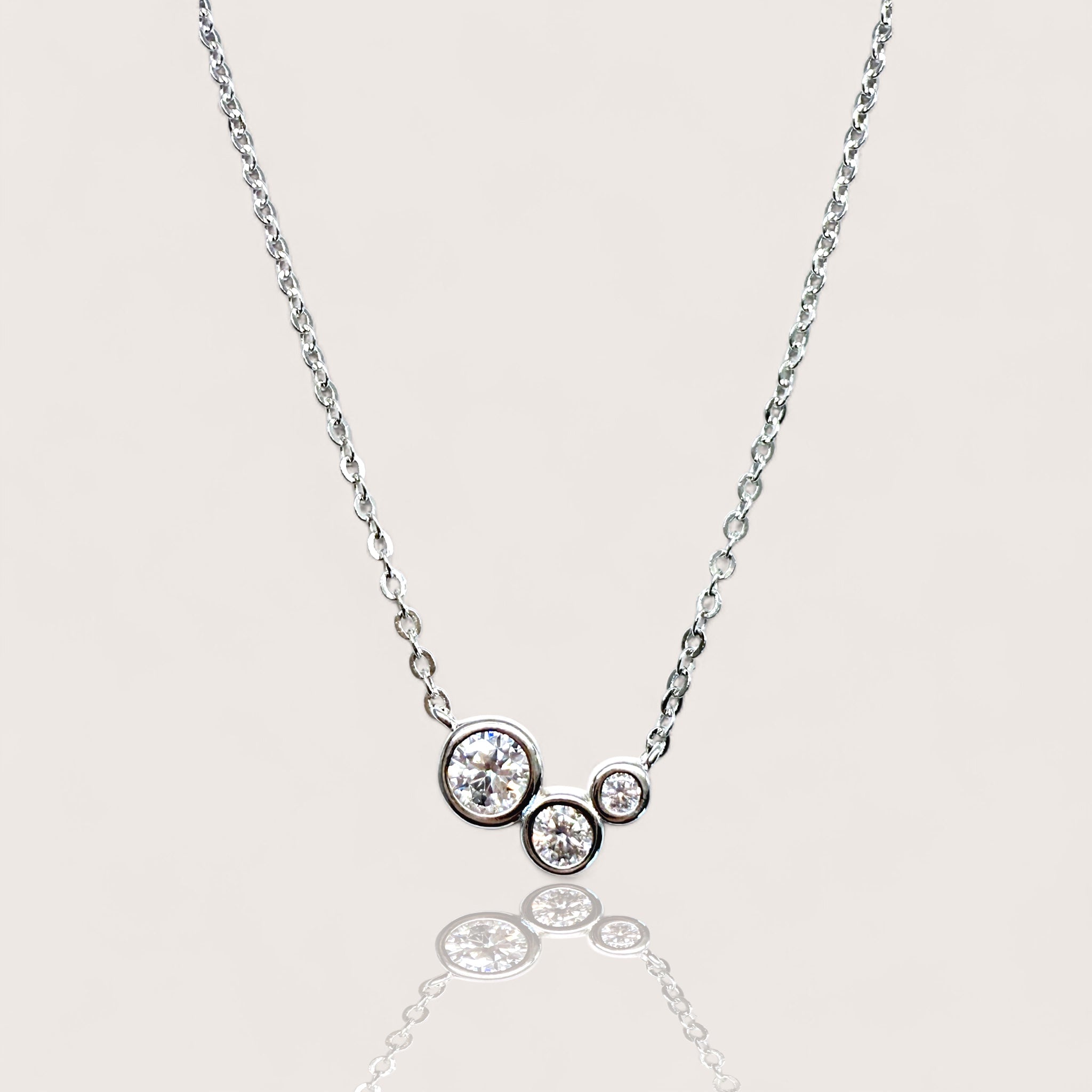 GRA Certified 0.43ct Moissanite cluster necklace in tarnish-resistant rhodium sterling silver