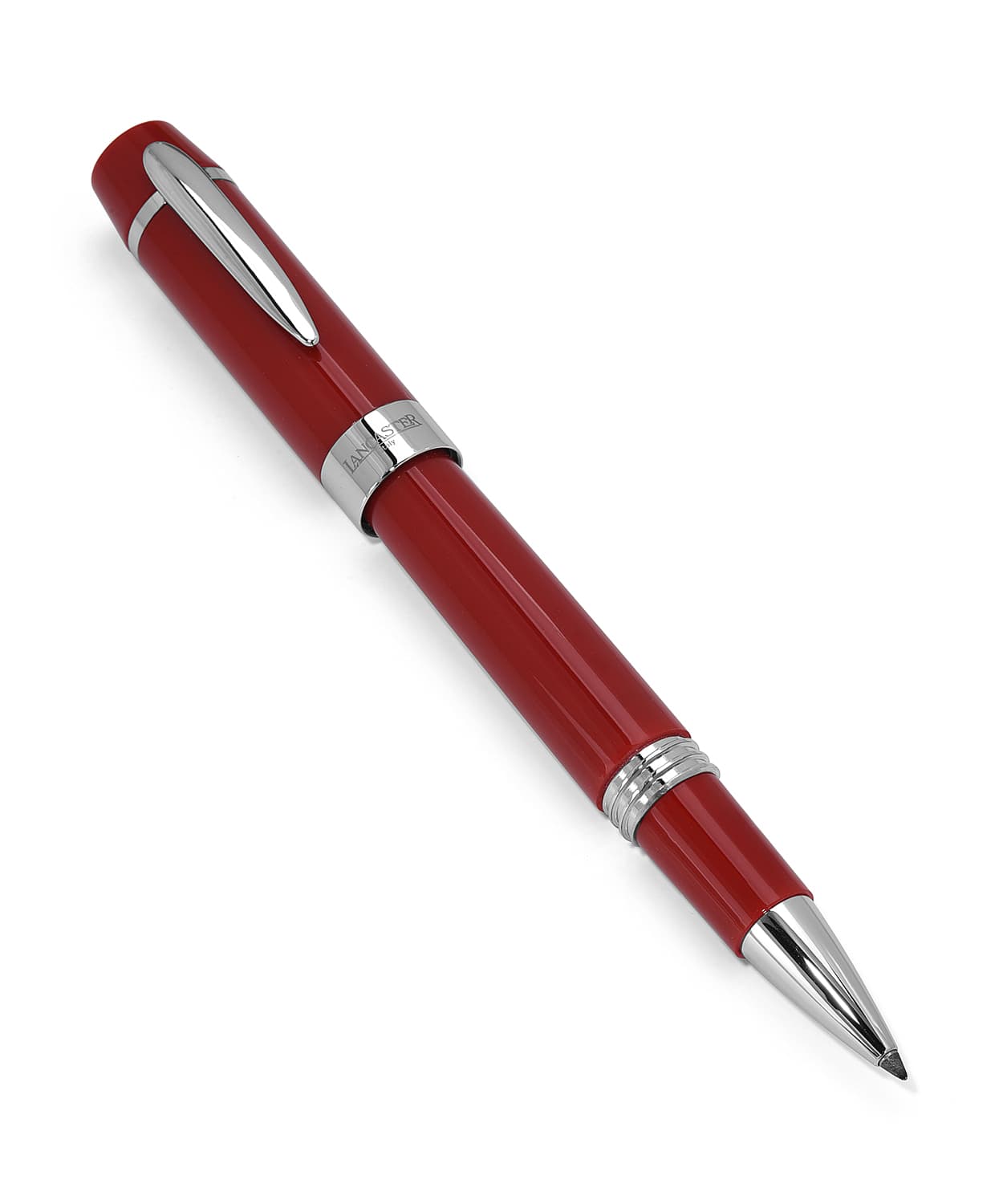 Lancaster Italia Red and Chrome Ballpoint Pen View 1