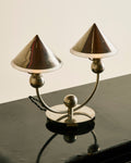 MARC ERROL NICKEL PLATED BRASS AND SMOKED GLASS TABLE LAMP C. 1930