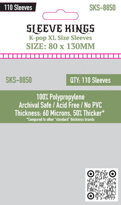 "Kpop XL" Size (80 x 130 MM) 110 Pack, 60 Microns, SKS-8850
