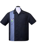 Martini Girl Single Panel Bowling Shirt in Black/Charcoal