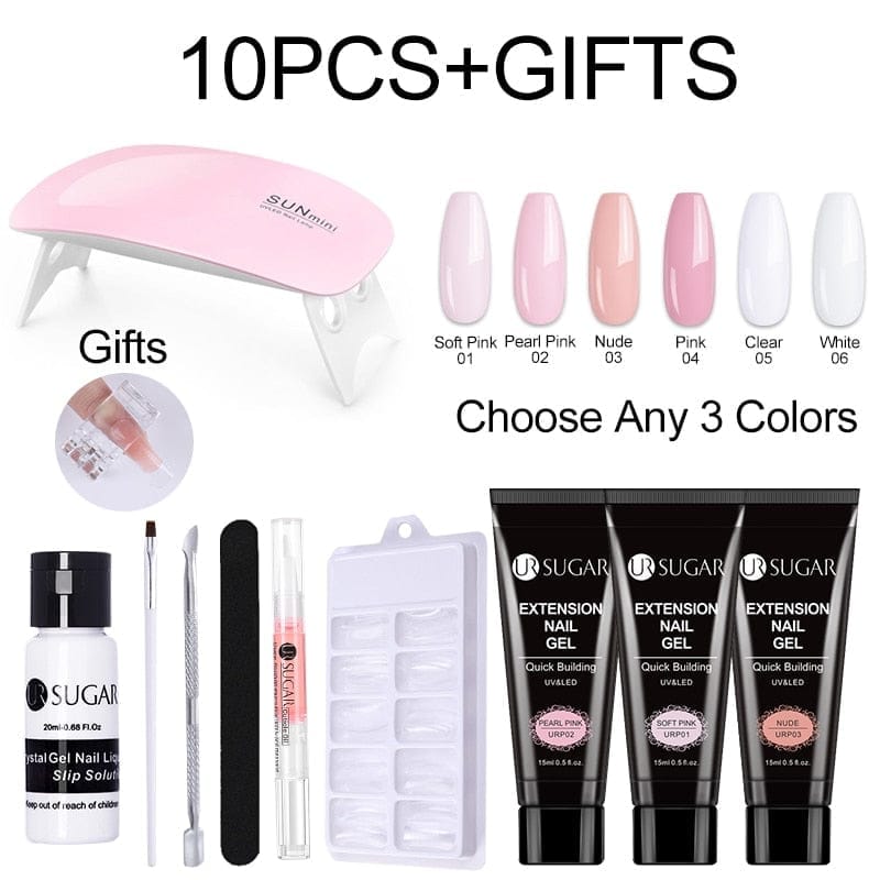 SUGAR Nail Extension Poly Gel UV Set With Nail Tips Finger Extension BENNYS