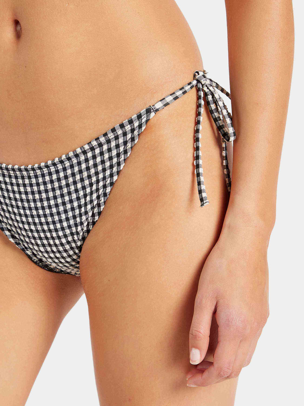 Gingham Seersucker Sabrina Bikini - Black Gingham