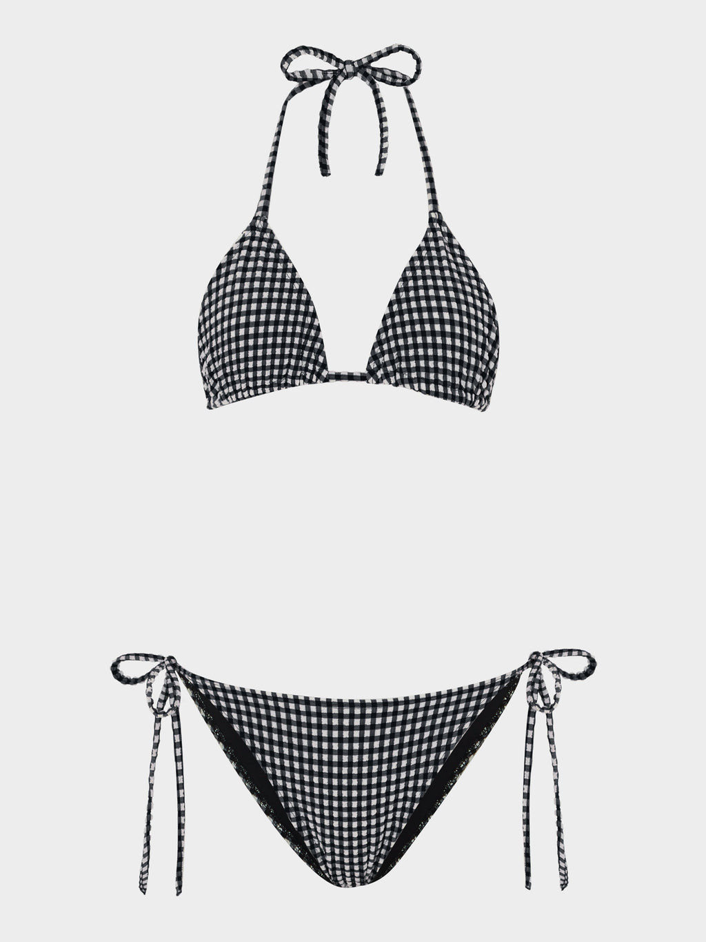 Gingham Seersucker Sabrina Bikini - Black Gingham