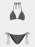 Gingham Seersucker Sabrina Bikini - Black Gingham