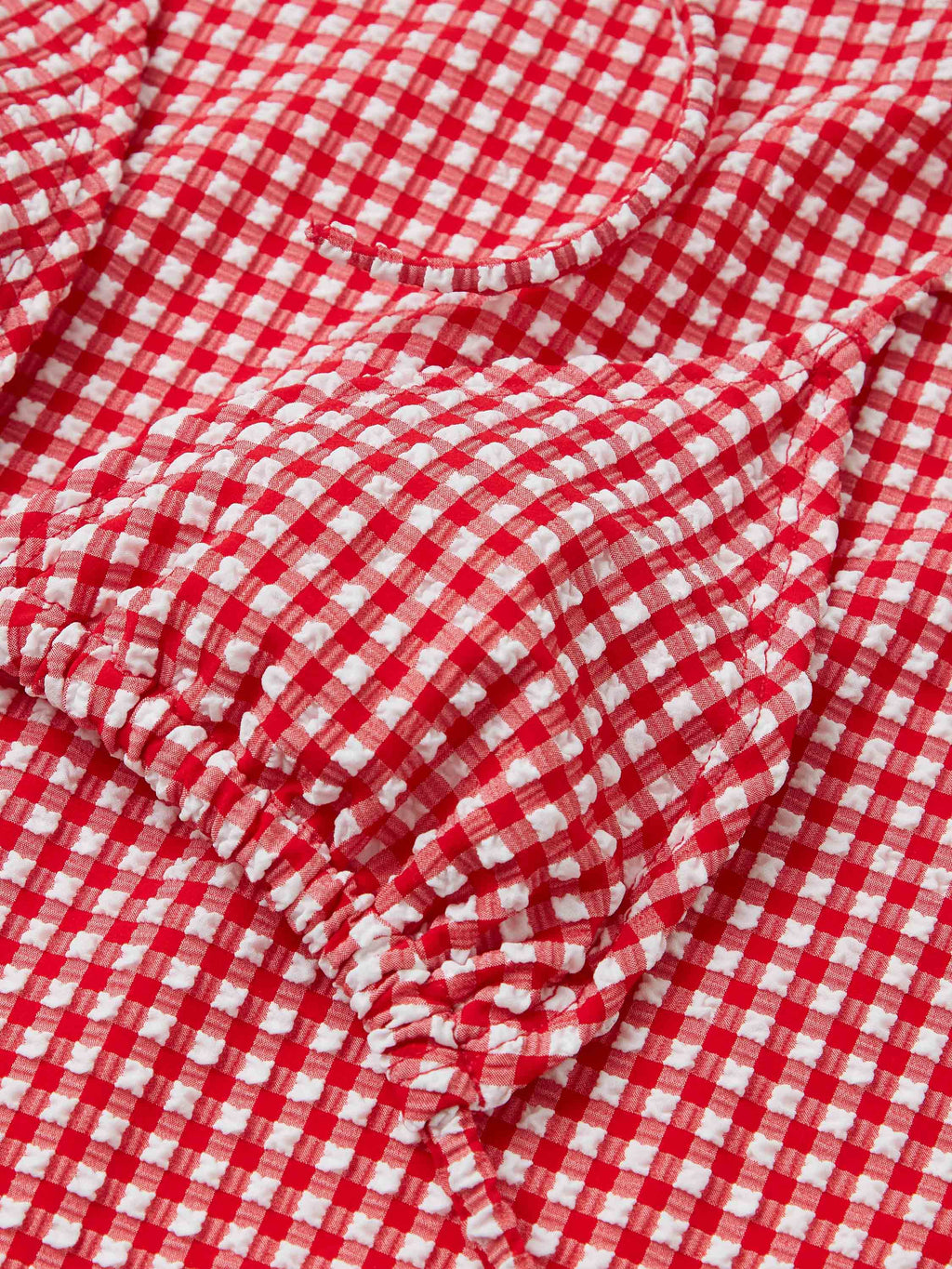 Gingham Seersucker Sabrina Bikini - Red Gingham