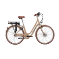 Saxonette Classic Plus 2.0 E-Citybike Seitenansicht, Vintage-Rahmen mit integriertem Akku und tiefem Einstieg