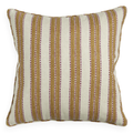Striped pillow with brown and beige pattern on a white background