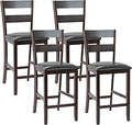 Set of 4 63.5 cm Counter Height Upholstered Bar Stools with Soft Padded Seat