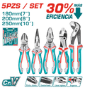 JUEGO DE ALICATE X 5 PIEZAS  CROMO VANADIUM INDUSTRIAL TOTAL (THT2K0588)