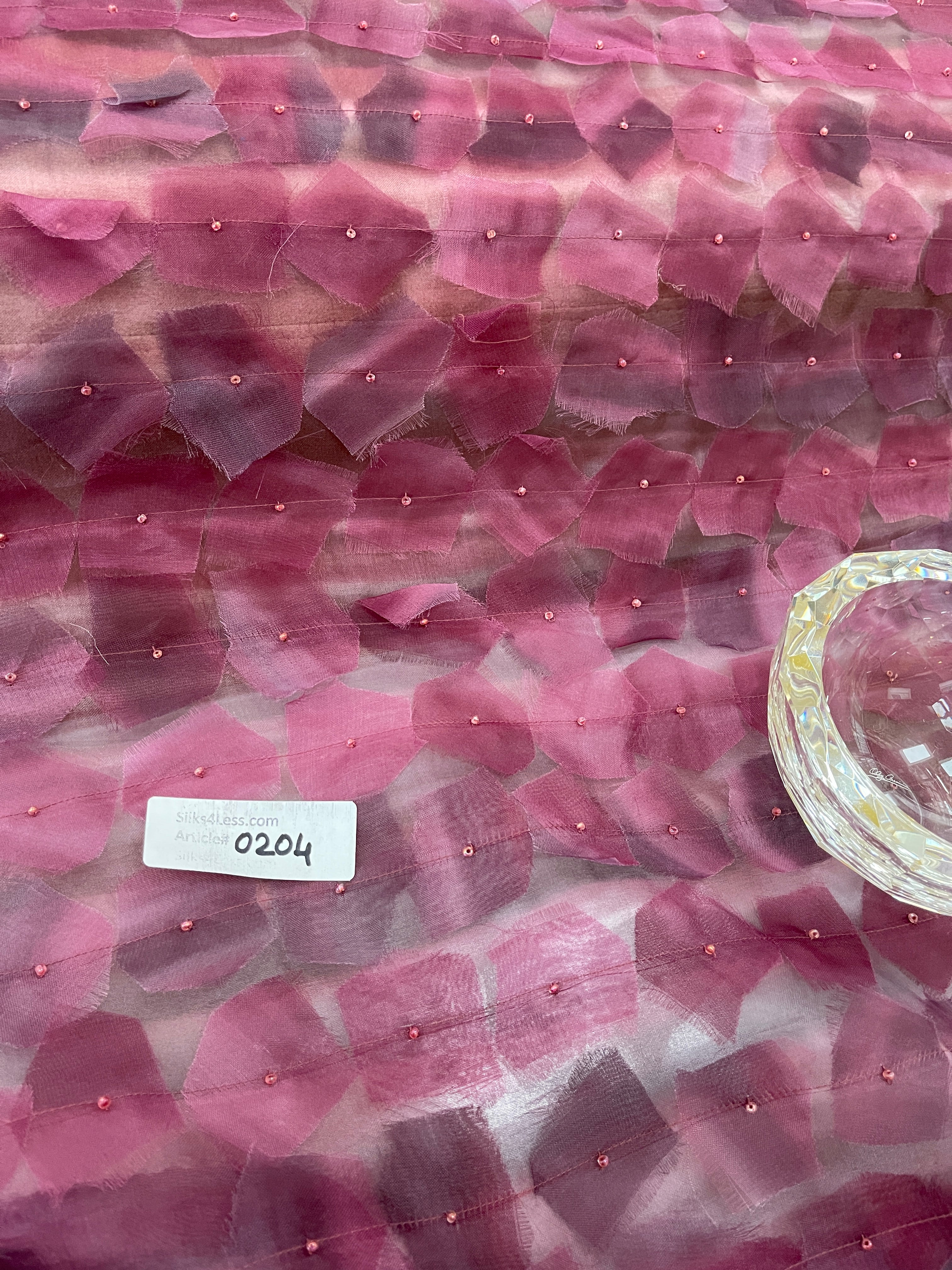 100% Silk Organza Embroidery Novelty In Black/ Purple, 44" Wide, By The Yard - Apparel!!!