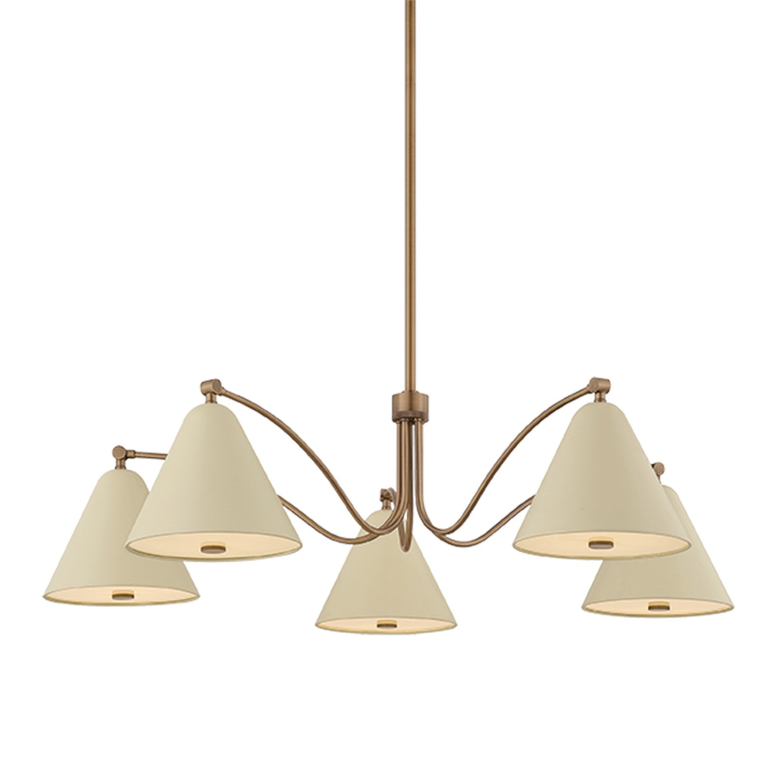 Troy Lighting Clive 5Lt Chandelier, Brs/Clear/Wht Etched Inside