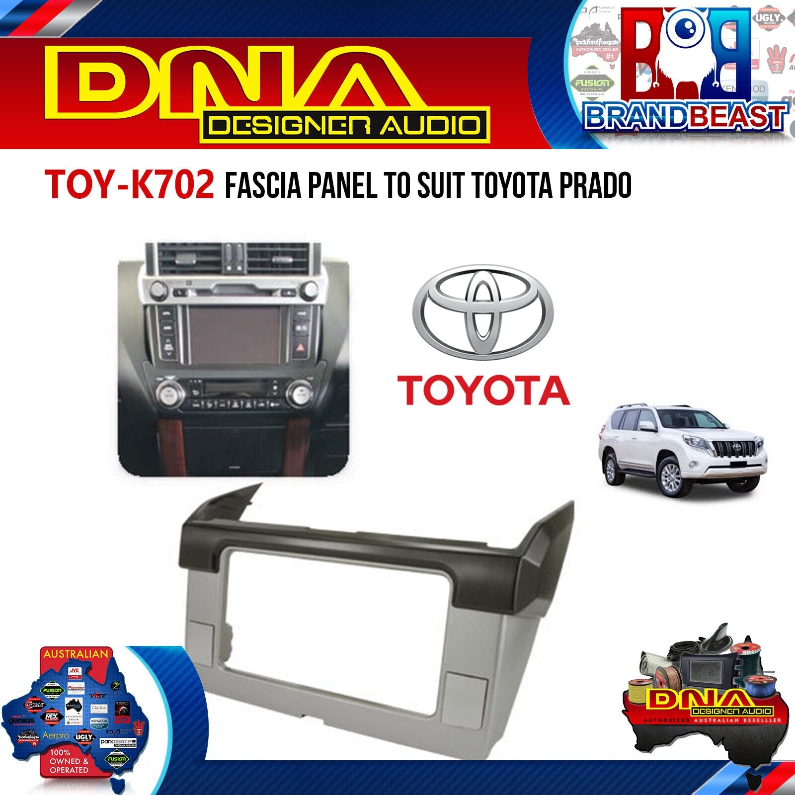 DNA TOY-K702 Double DIN Fascia Panel To Suit Toyota Prado