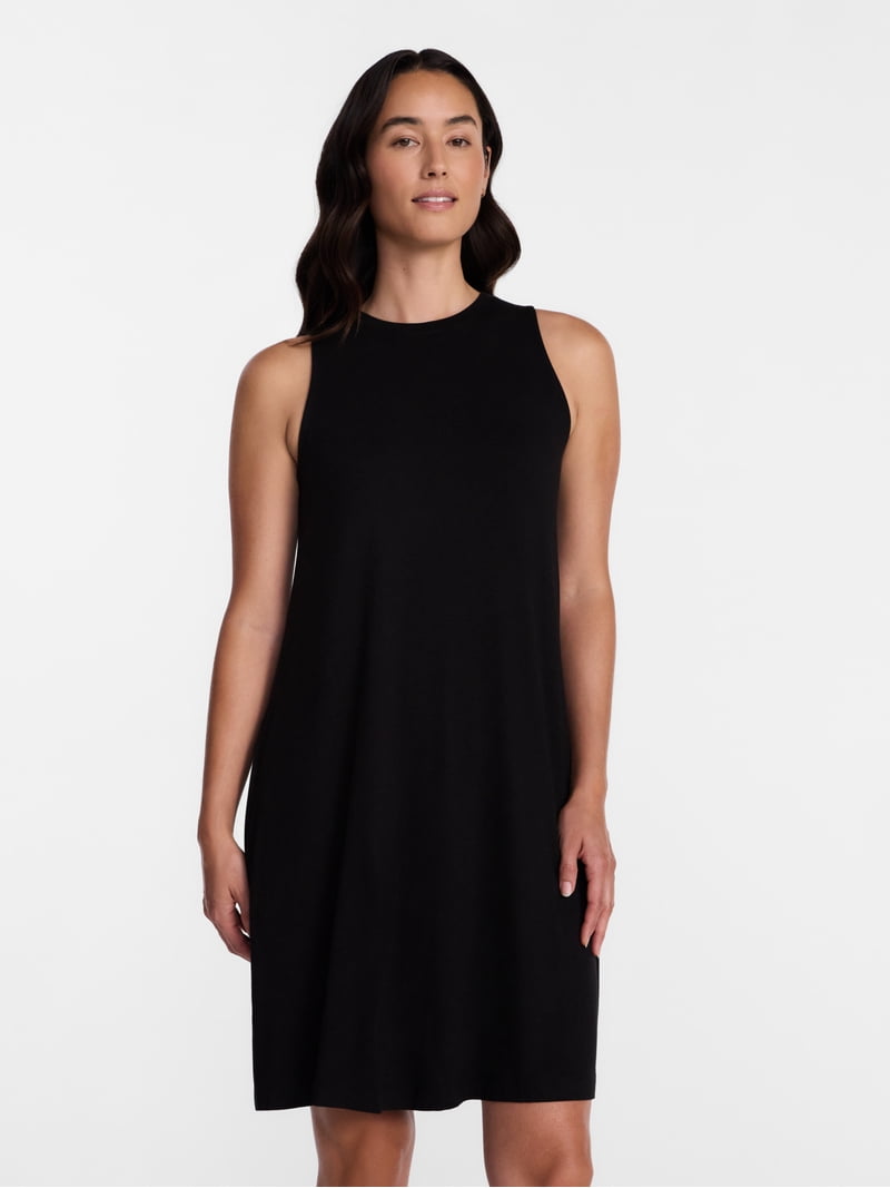 Time and Tru Womens Sleeveless Knit Swing Dress, Sizes Xs-xxxl, Women's, Black